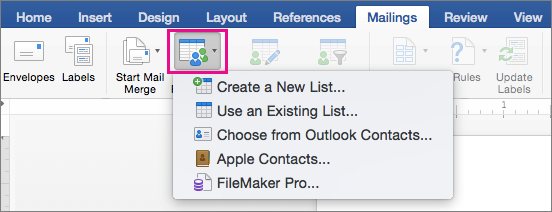 print addresses on envelopes in word for mac 2016